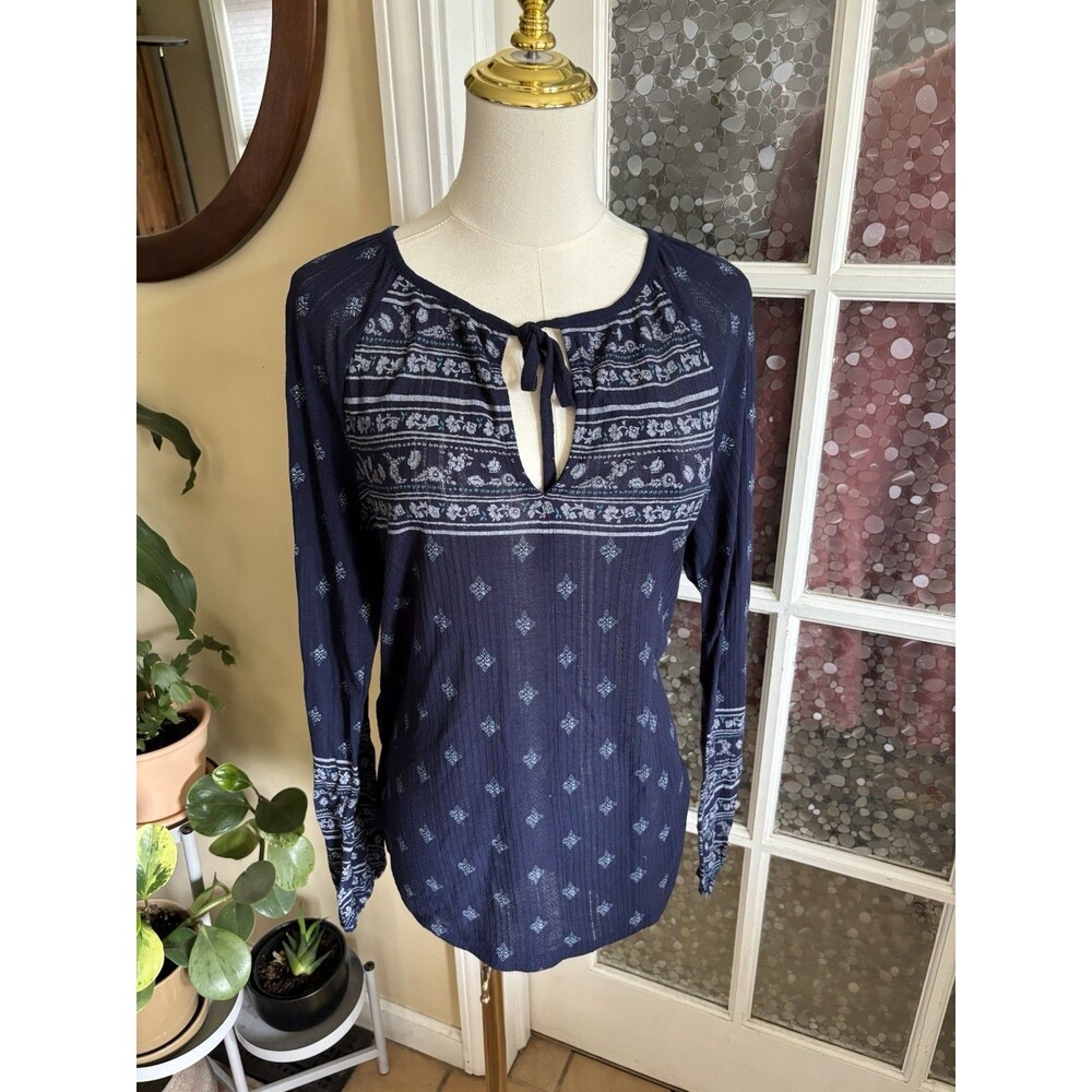 Lucky Brand Top Sz M Gauzy Boho Tunic Peasant